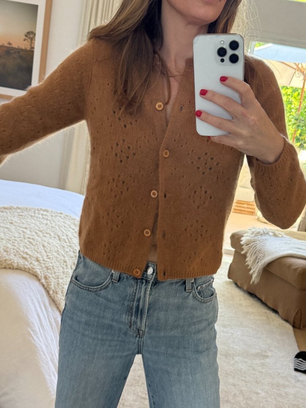 Frame Camel Button Up Sweater